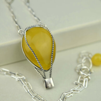 Długi naszyjnik z bursztynem Balon