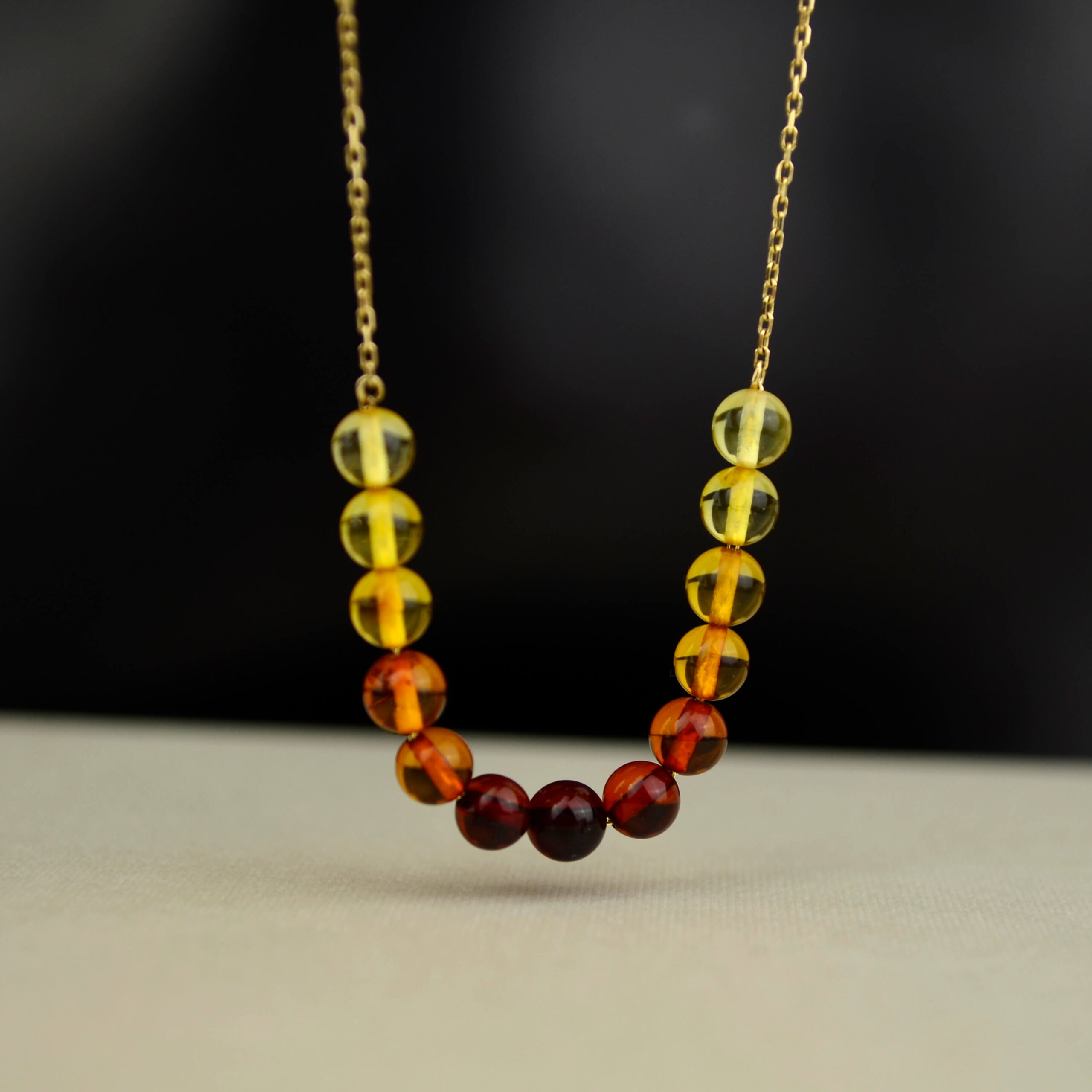 Złoty naszyjnik z bursztynem pr. 585 Rainbow - obrazek 5