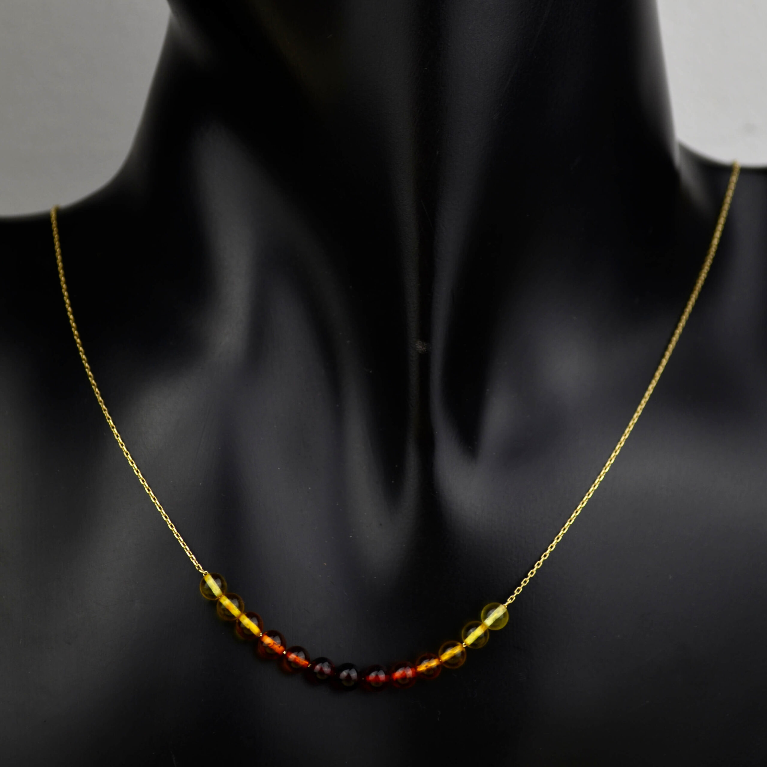 Złoty naszyjnik z bursztynem pr. 585 Rainbow - obrazek 4